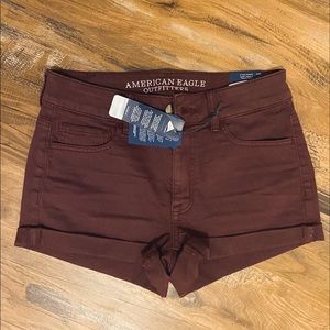 American Eagle burgundy denim shorts size 4